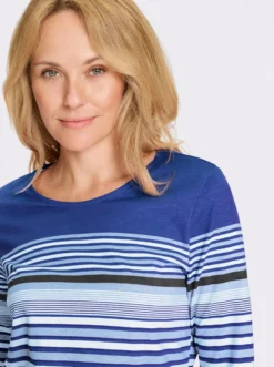 3/4-Arm-Shirt aus Baumwolle, gestreift