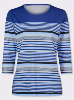 3/4-Arm-Shirt aus Baumwolle, gestreift