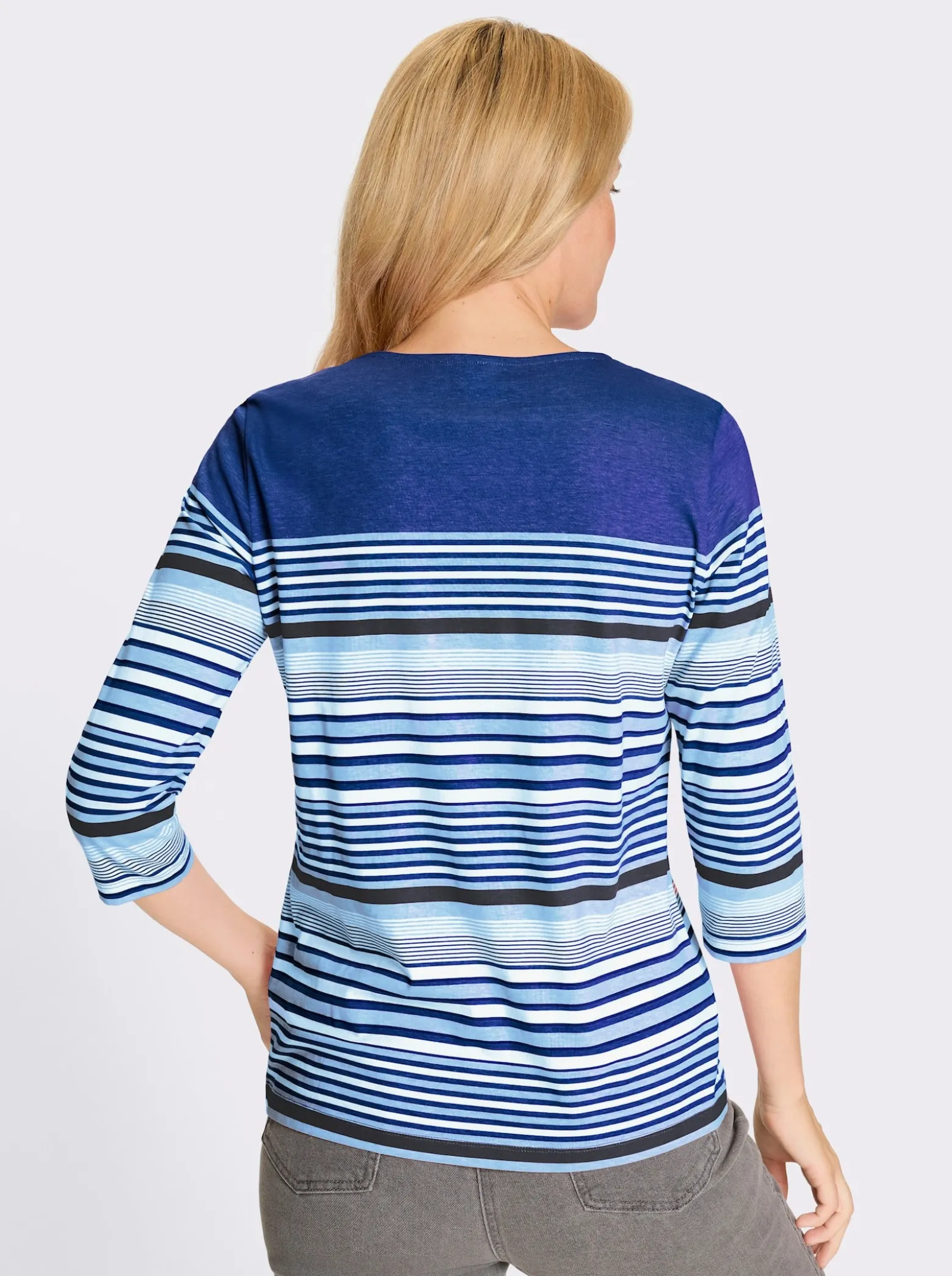 3/4-Arm-Shirt aus Baumwolle, gestreift