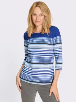 3/4-Arm-Shirt aus Baumwolle, gestreift