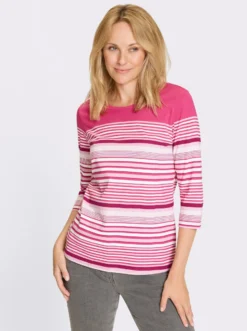 3/4-Arm-Shirt aus Baumwolle, gestreift