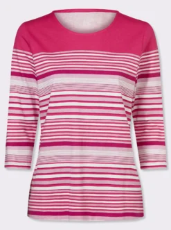 3/4-Arm-Shirt aus Baumwolle, gestreift