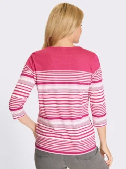 3/4-Arm-Shirt aus Baumwolle, gestreift