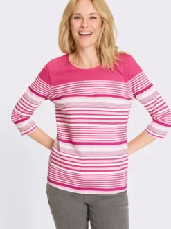 3/4-Arm-Shirt aus Baumwolle, gestreift