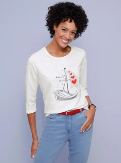 3/4-Arm-Shirt aus reiner Baumwolle