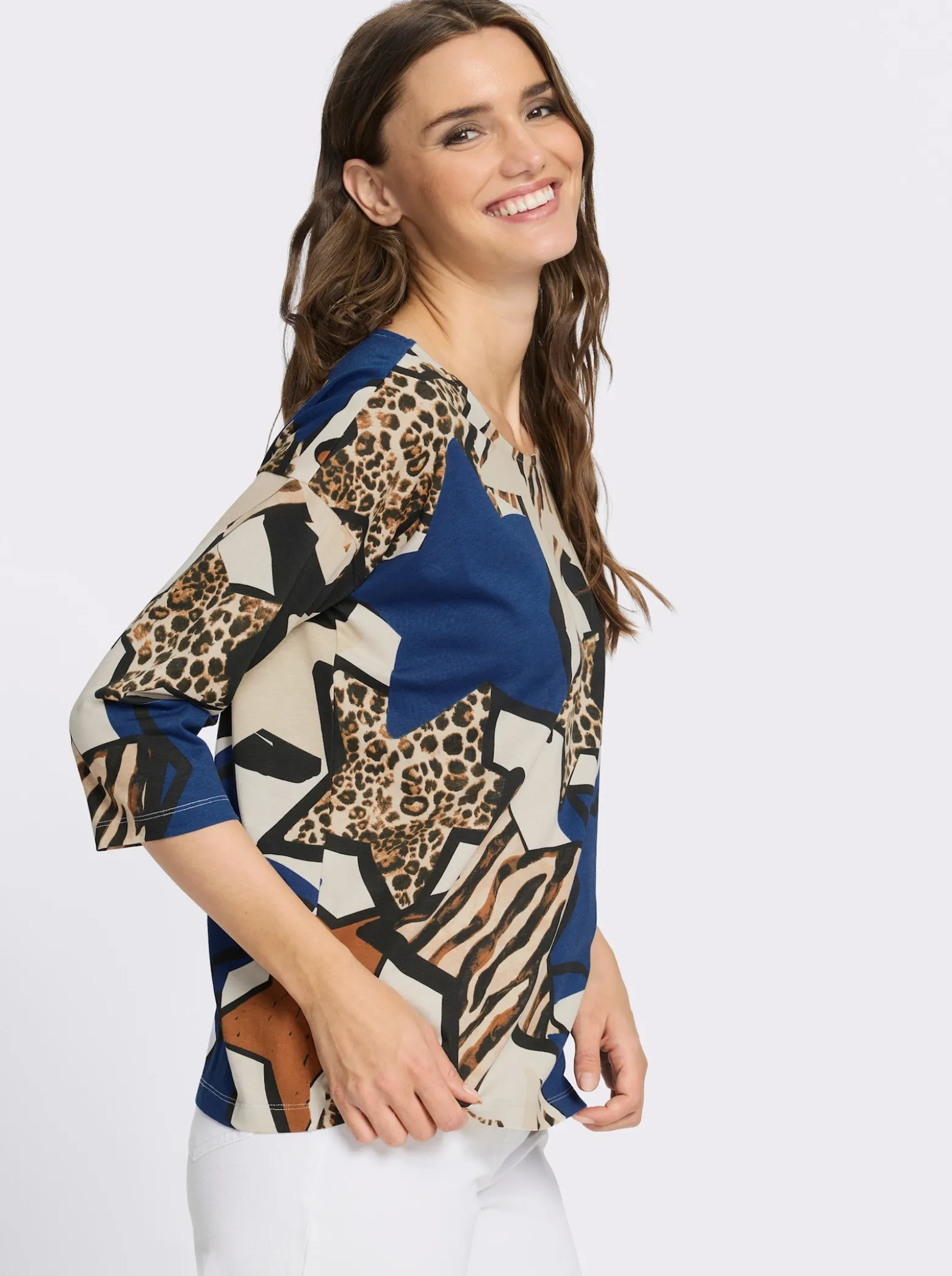 3/4-Arm-Shirt aus reiner Baumwolle