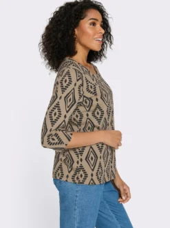 3/4-Arm-Shirt aus reiner Baumwolle, bedruckt