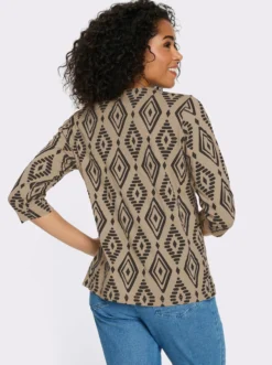 3/4-Arm-Shirt aus reiner Baumwolle, bedruckt