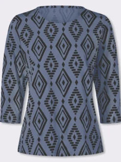 3/4-Arm-Shirt aus reiner Baumwolle, bedruckt