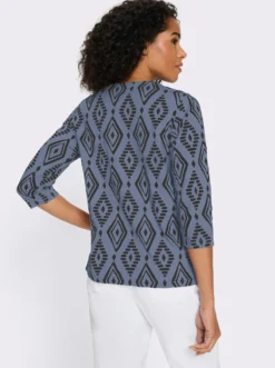 3/4-Arm-Shirt aus reiner Baumwolle, bedruckt