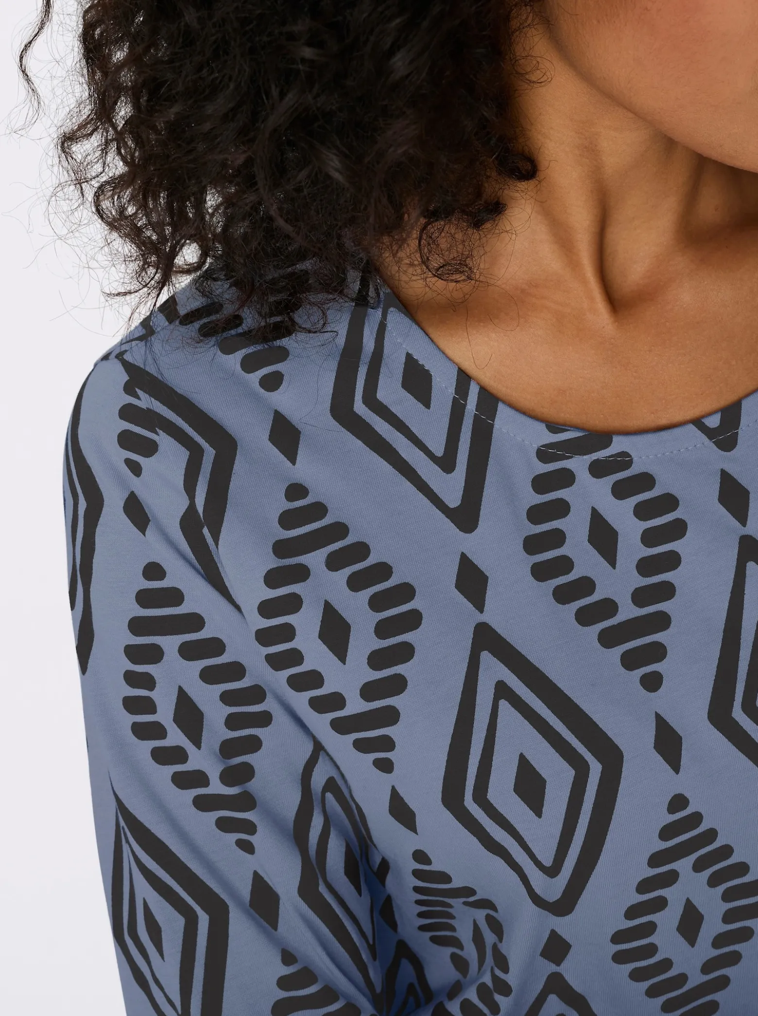3/4-Arm-Shirt aus reiner Baumwolle, bedruckt
