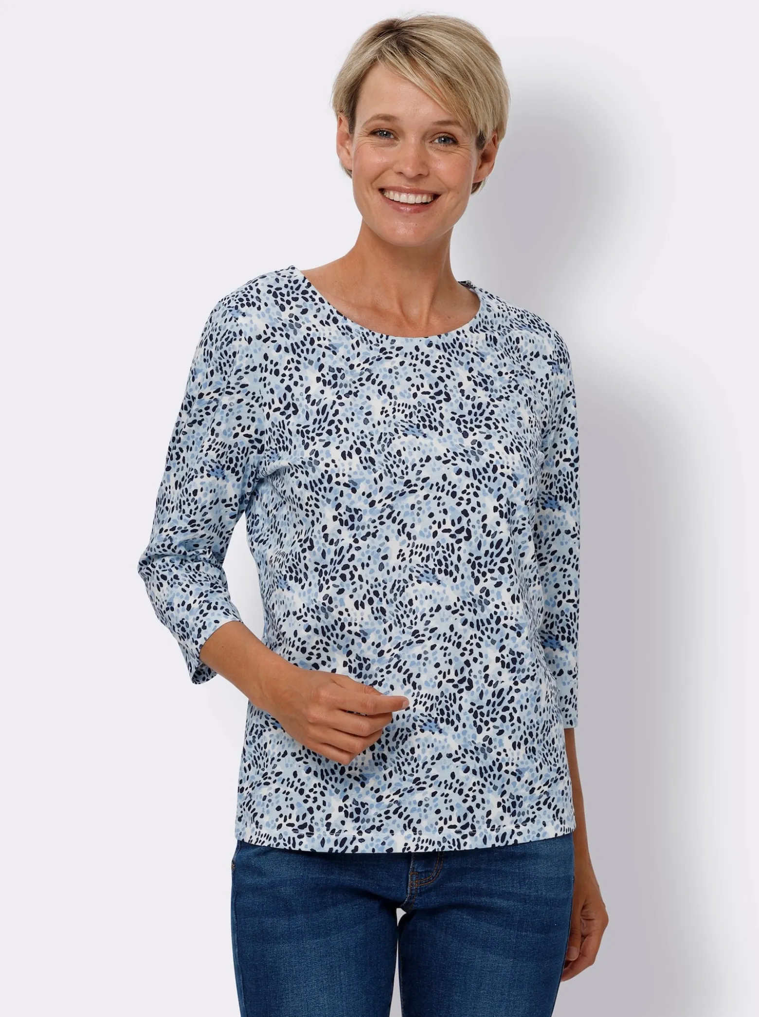 3/4-Arm-Shirt aus reiner Baumwolle