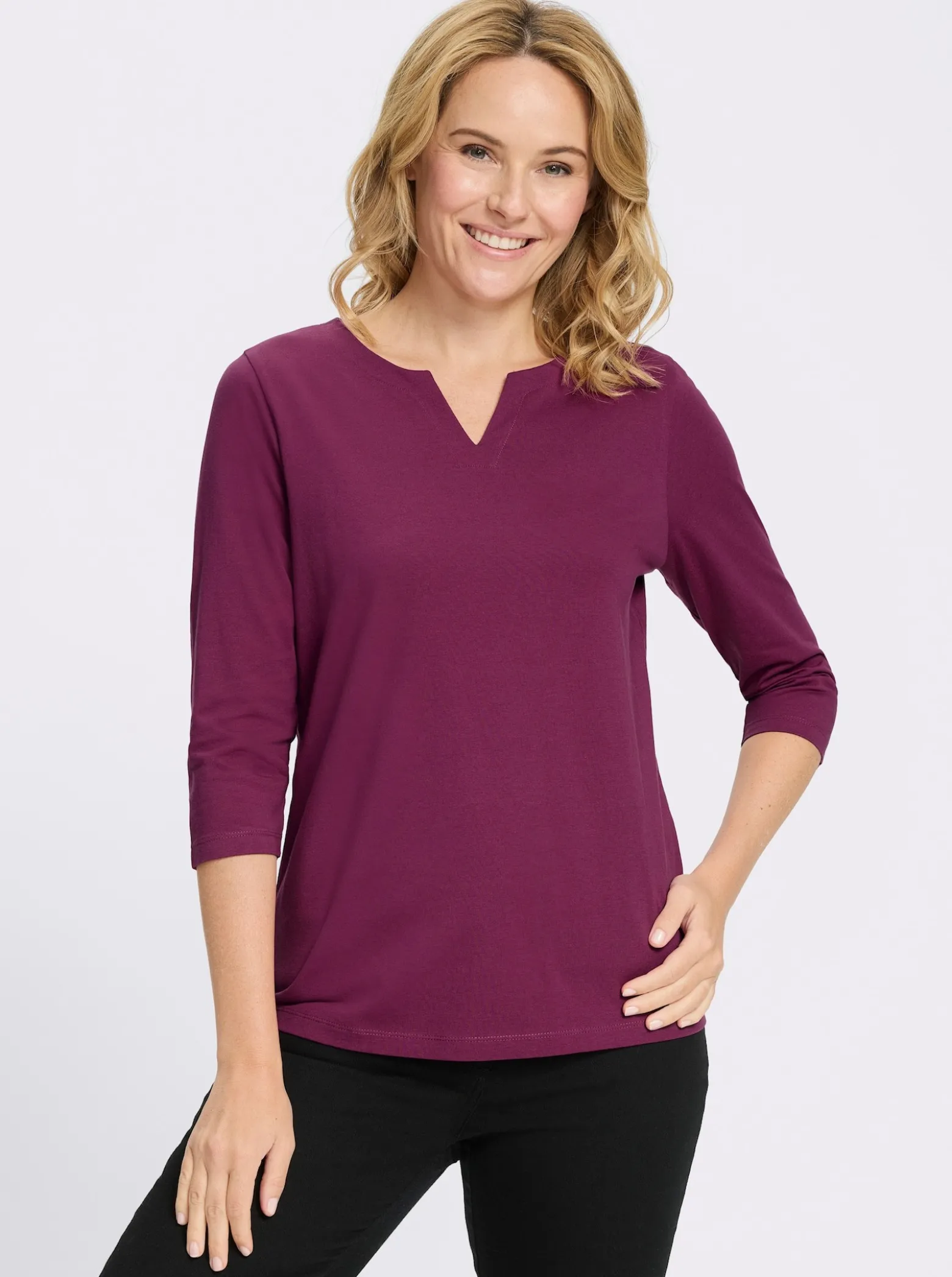 3/4-Arm-Shirt aus reiner Baumwolle