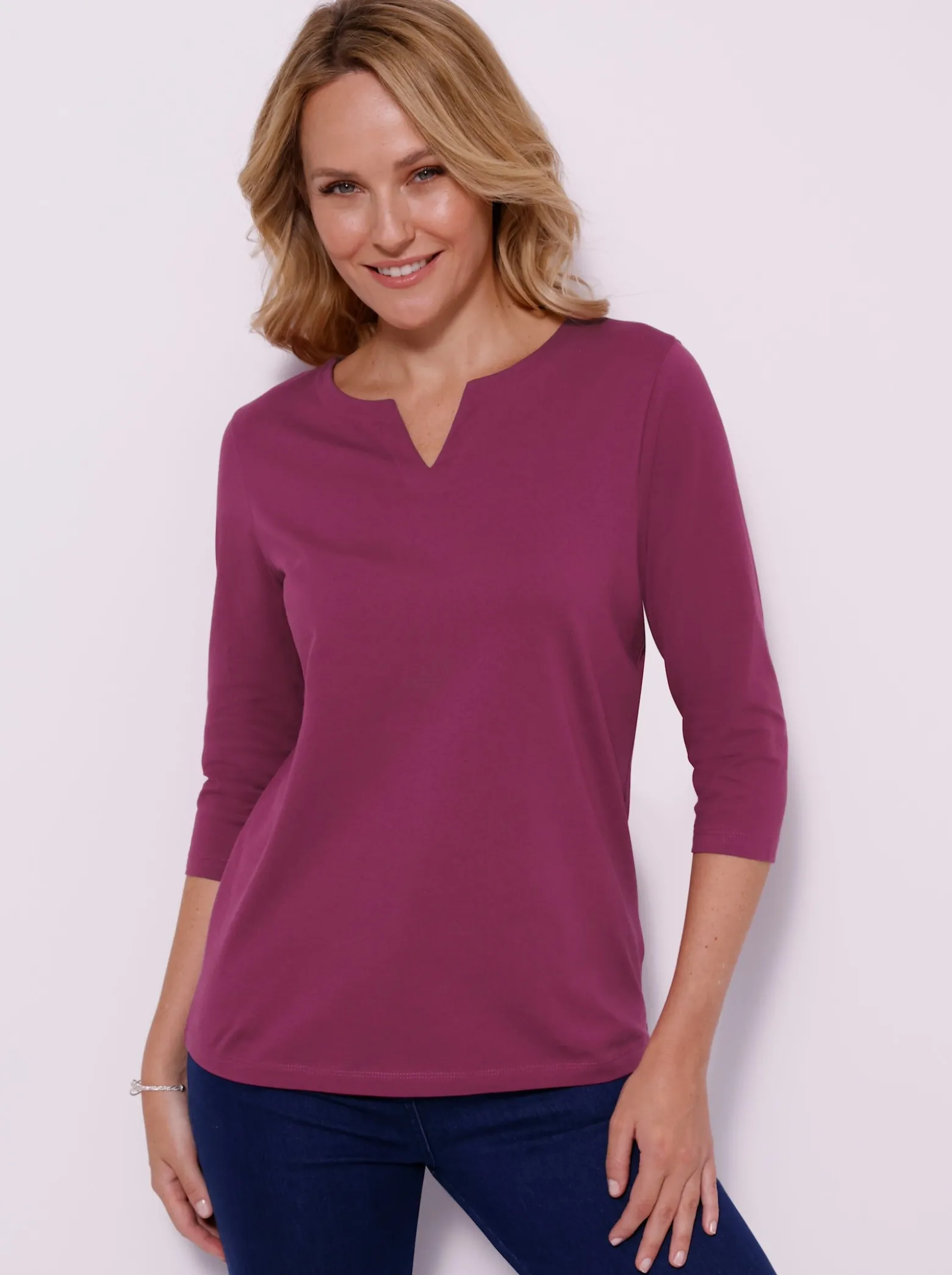 3/4-Arm-Shirt aus reiner Baumwolle