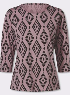 3/4-Arm-Shirt aus reiner Baumwolle, bedruckt