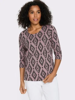 3/4-Arm-Shirt aus reiner Baumwolle, bedruckt