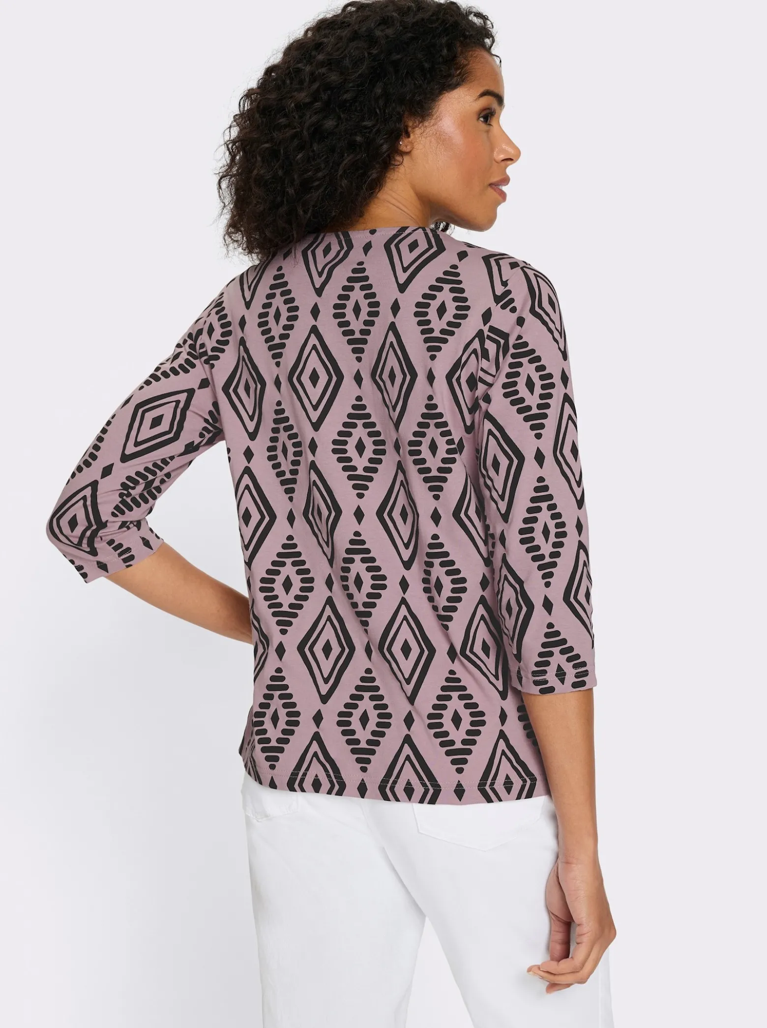 3/4-Arm-Shirt aus reiner Baumwolle, bedruckt
