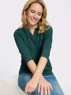 3/4-Arm-Shirt aus reiner Baumwolle