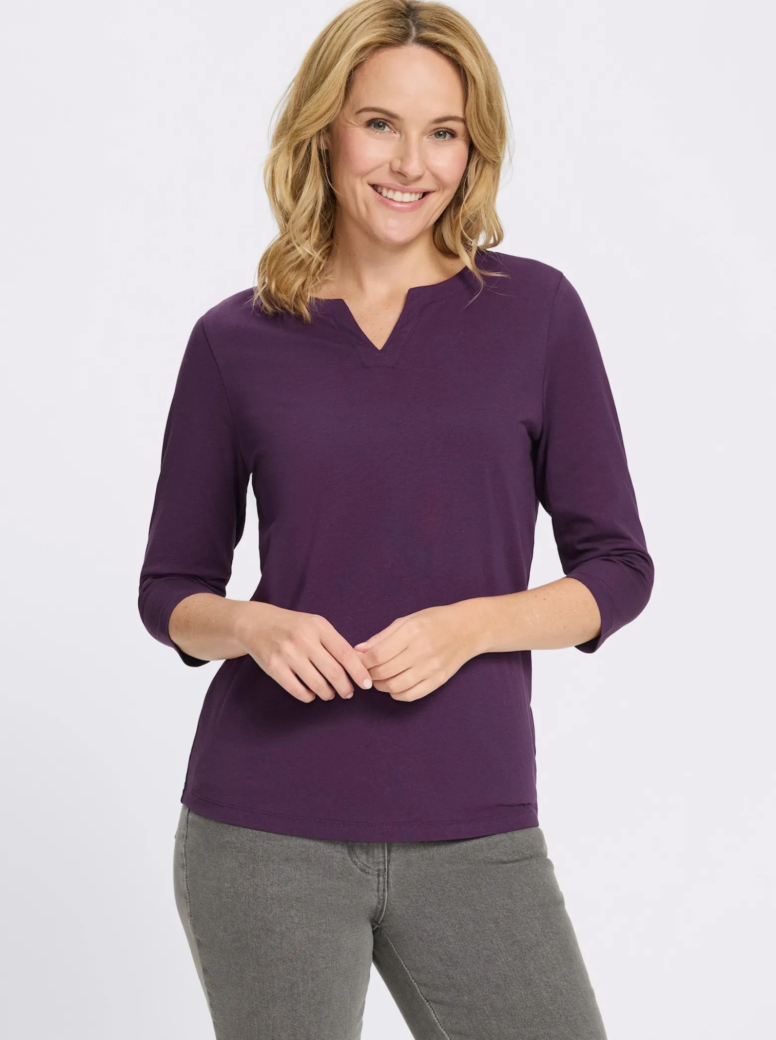 3/4-Arm-Shirt aus reiner Baumwolle
