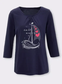3/4-Arm-Shirt aus reiner Baumwolle
