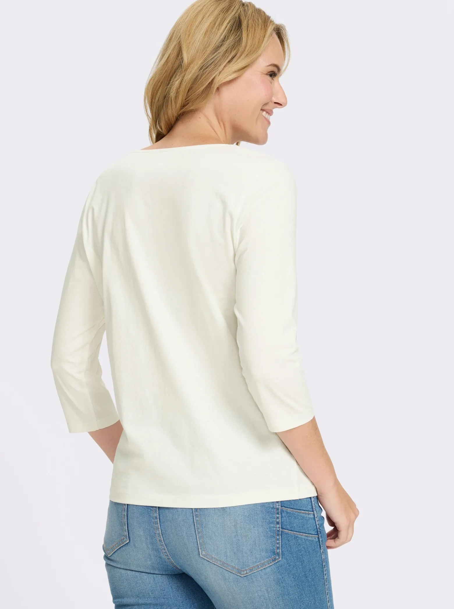 3/4-Arm-Shirt aus reiner Baumwolle