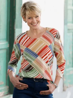 3/4-Arm-Shirt aus reiner Baumwolle