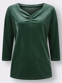 3/4-Arm-Shirt aus Samt