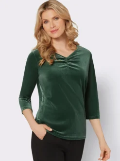 3/4-Arm-Shirt aus Samt