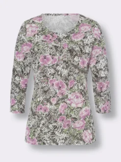 3/4-Arm-Shirt im floralen Dessin