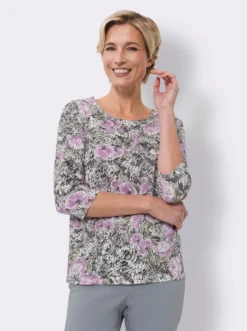 3/4-Arm-Shirt im floralen Dessin