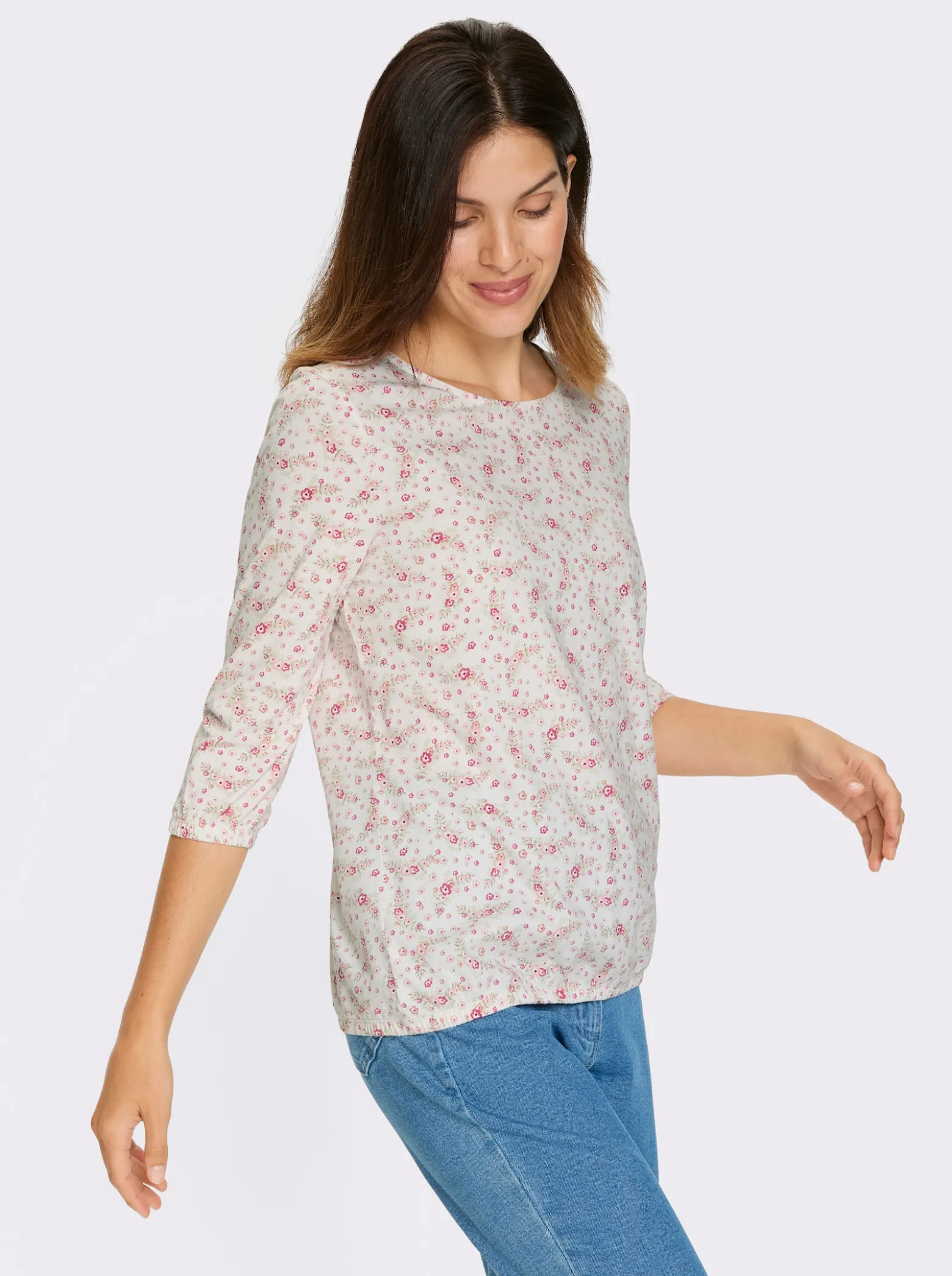 3/4-Arm-Shirt im floralen Muster