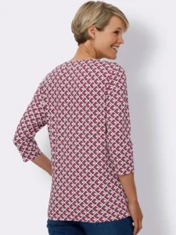 3/4-Arm-Shirt im grafischen Druckmuster