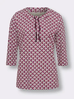 3/4-Arm-Shirt im grafischen Druckmuster