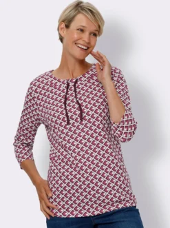 3/4-Arm-Shirt im grafischen Druckmuster