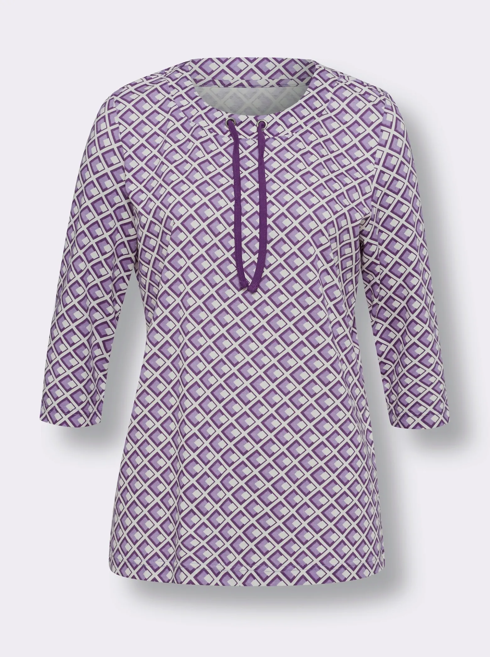 3/4-Arm-Shirt im grafischen Druckmuster