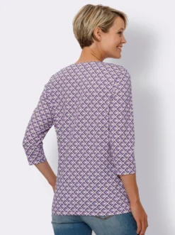3/4-Arm-Shirt im grafischen Druckmuster