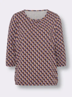 3/4-Arm-Shirt im grafischen Muster
