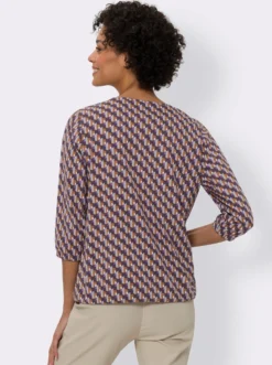 3/4-Arm-Shirt im grafischen Muster