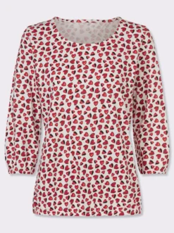 3/4-Arm-Shirt im Herzchen-Muster