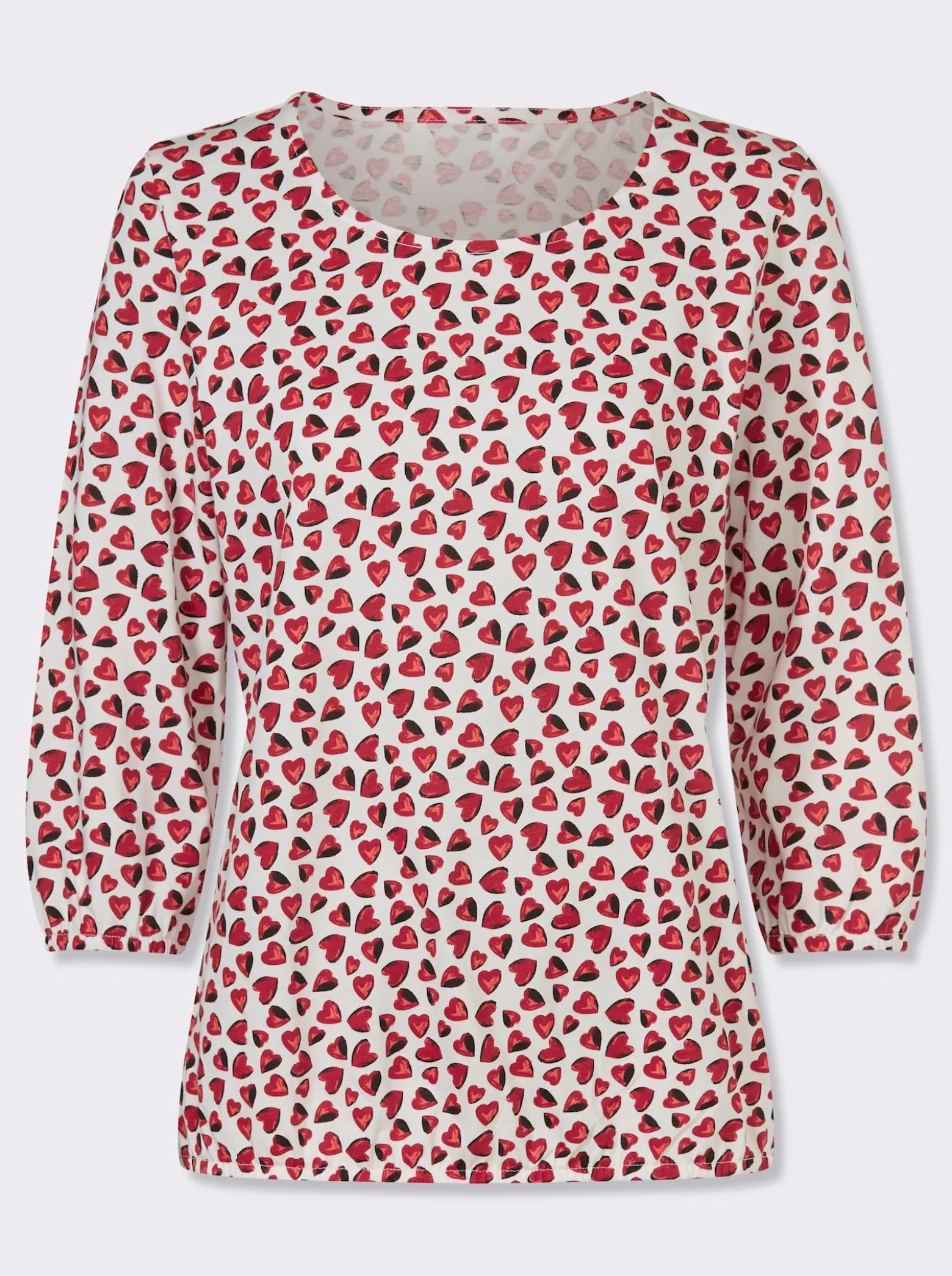 3/4-Arm-Shirt im Herzchen-Muster