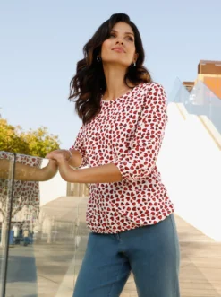 3/4-Arm-Shirt im Herzchen-Muster