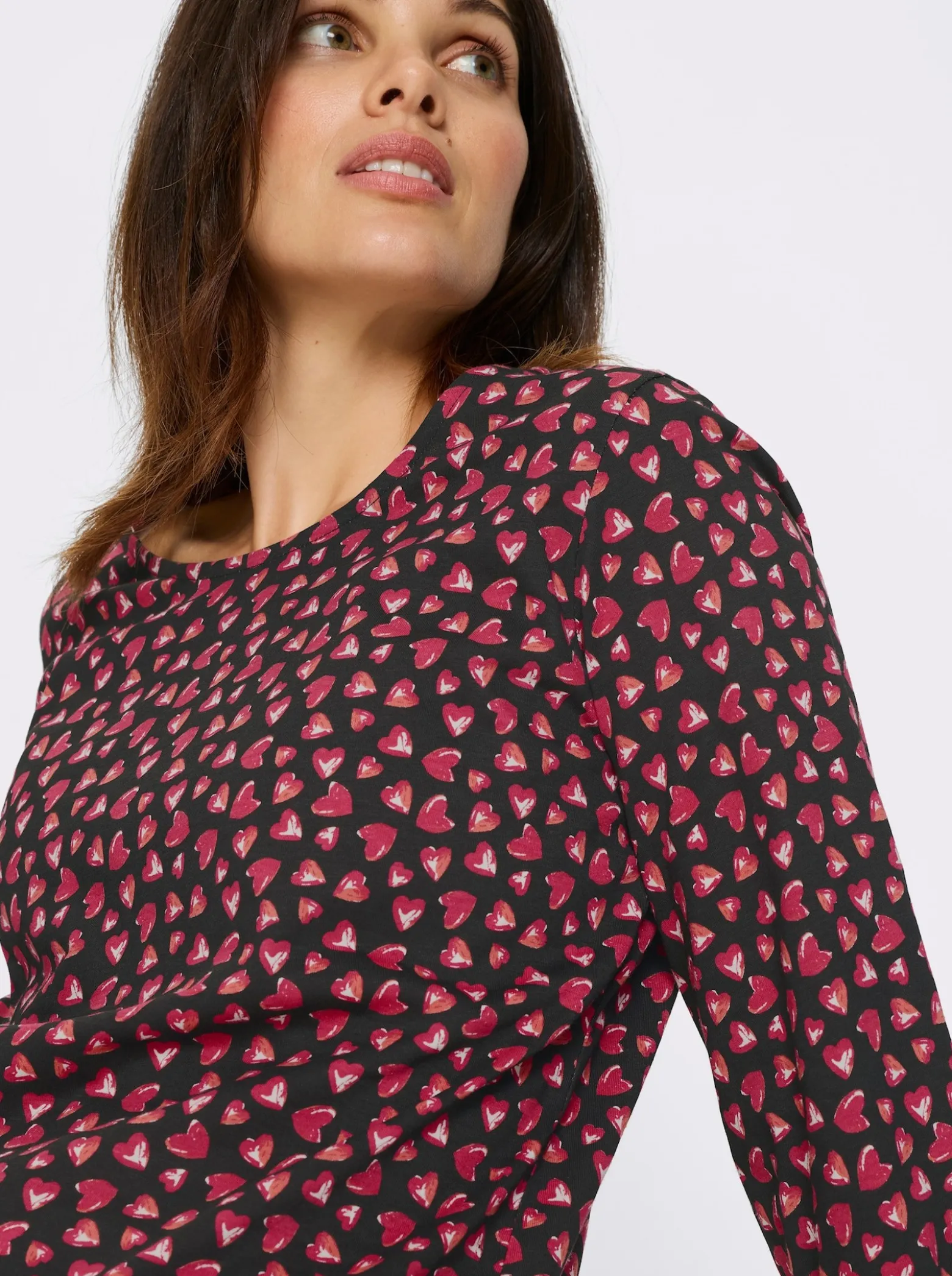 3/4-Arm-Shirt im Herzchen-Muster