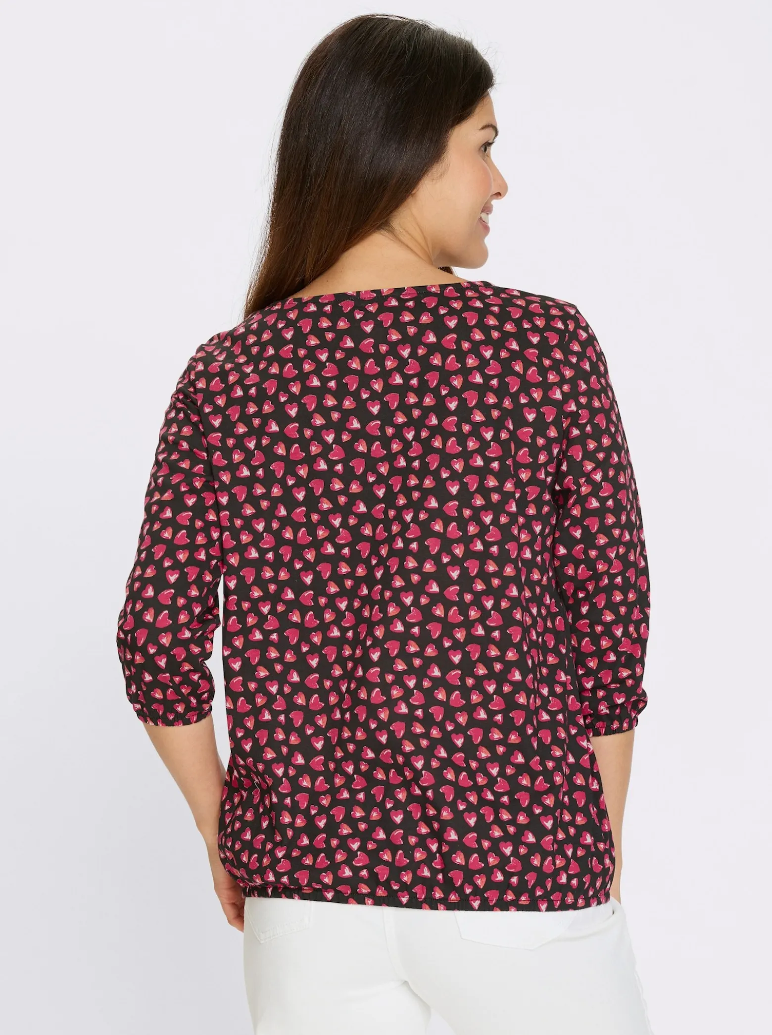 3/4-Arm-Shirt im Herzchen-Muster