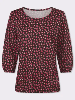 3/4-Arm-Shirt im Herzchen-Muster