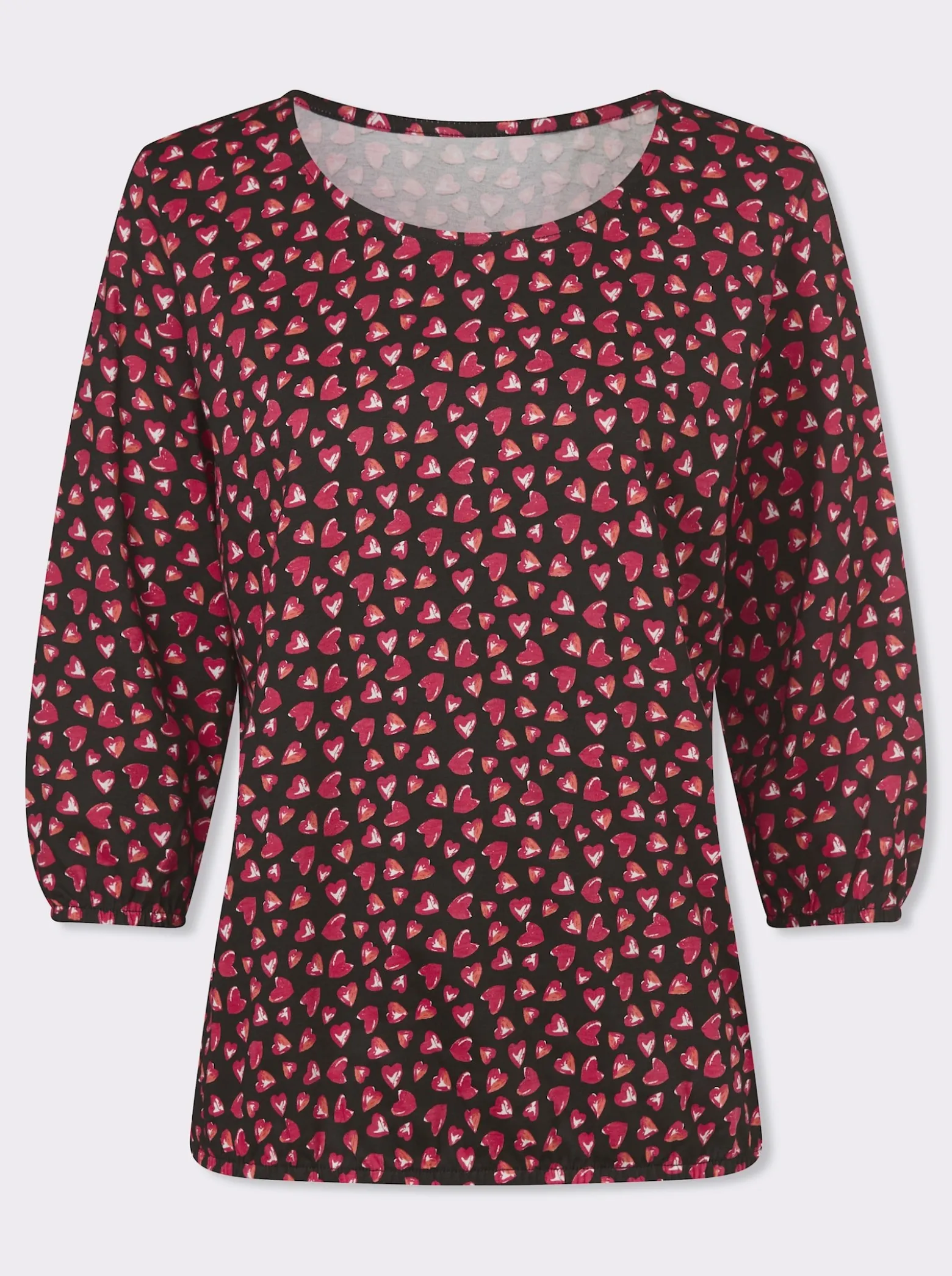 3/4-Arm-Shirt im Herzchen-Muster