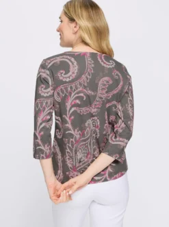 3/4-Arm-Shirt im Paisley-Dessin
