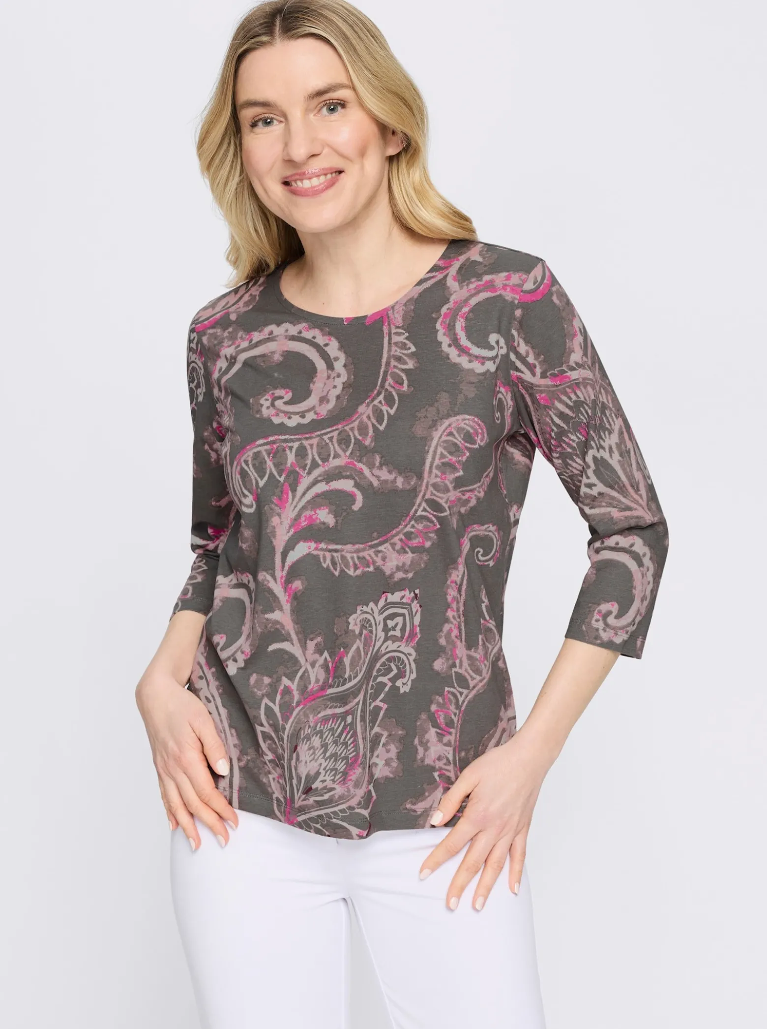3/4-Arm-Shirt im Paisley-Dessin