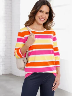 3/4-Arm-Shirt im Ringelmuster