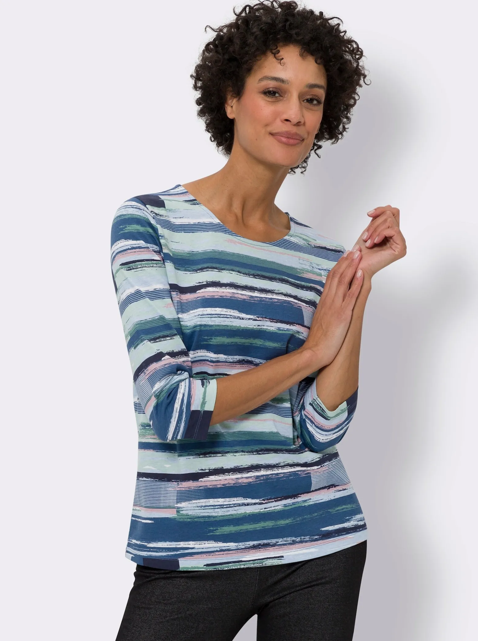 3/4-Arm-Shirt im Streifendessin