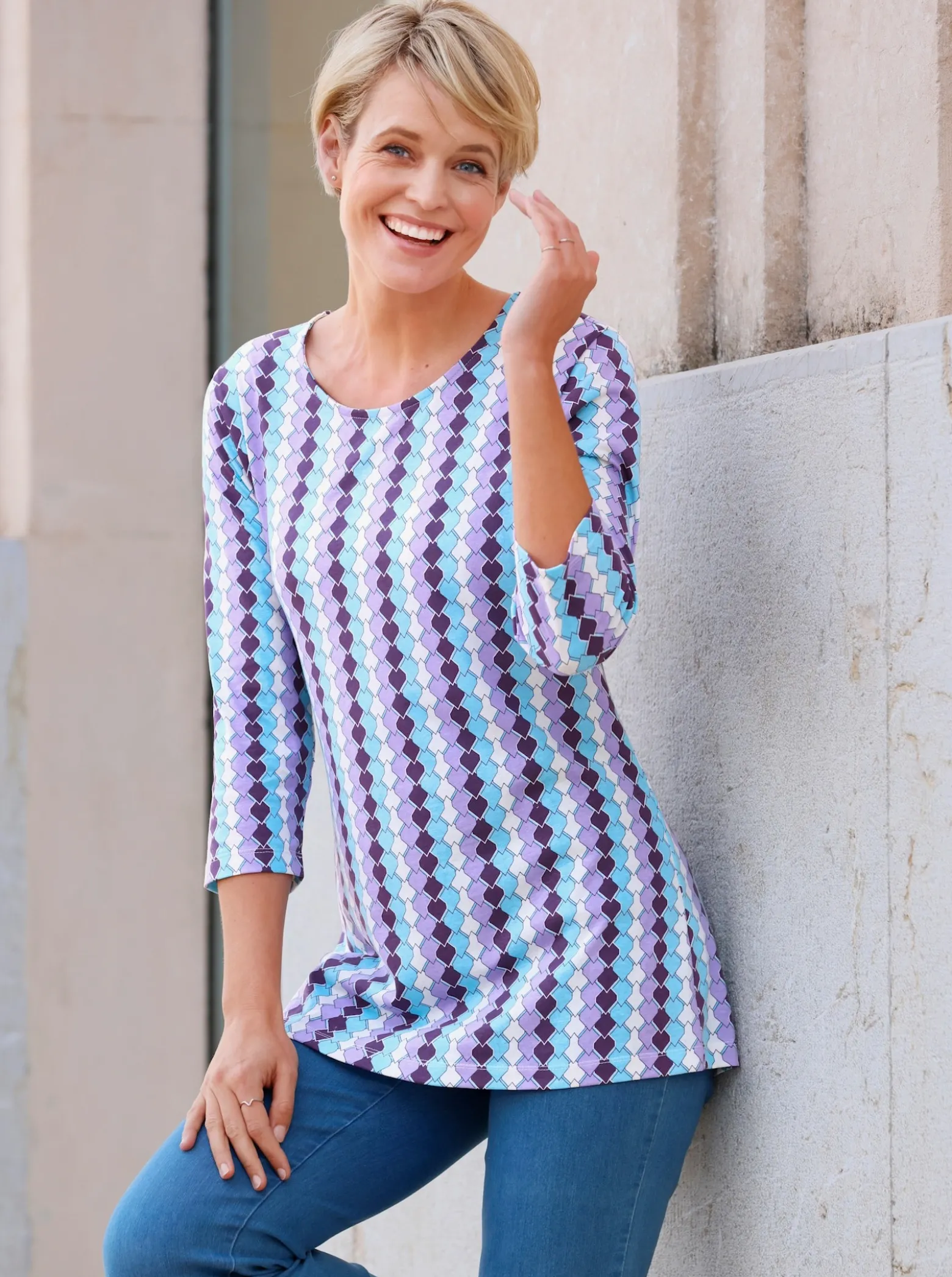 3/4-Arm-Shirt in längerer Form